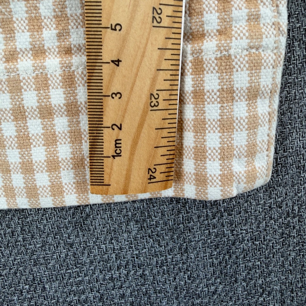 Madewell Slim Emmett Wide-Leg Crop Pants 26 Tan White Gingham Check Cottagecore - Picture 8 of 11